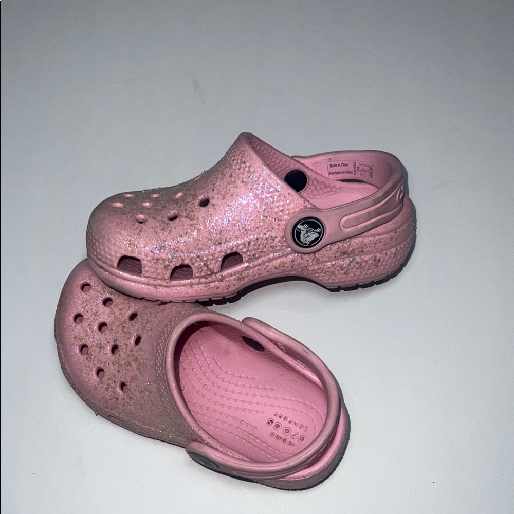 CROCS Kids Glittery Pink Sandals - Picture 9 of 10
